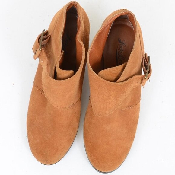 Lucky Brand Sumarah Leather Ankle Wedge Booties Women's Size 7 - Picture 7 of 7